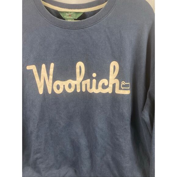 Woolrich Mens XXL Logo Crewneck Sweatshirt Blue Fleece Pullover Classic Outdoor - Picture 3 of 4